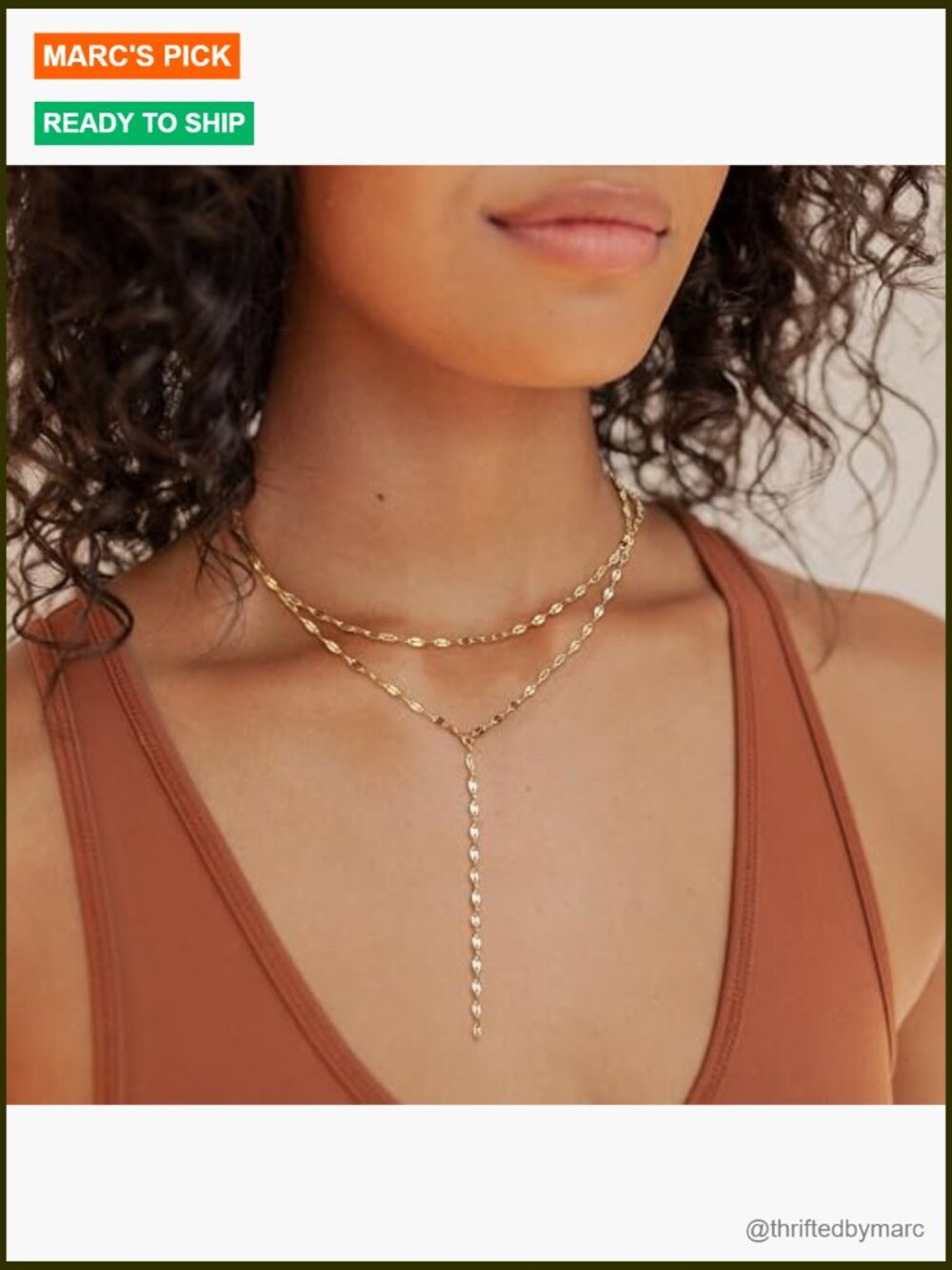 Dainty Gold Long Lariat Necklace for Women Trendy Choker Jewelry - Picture 5 of 6